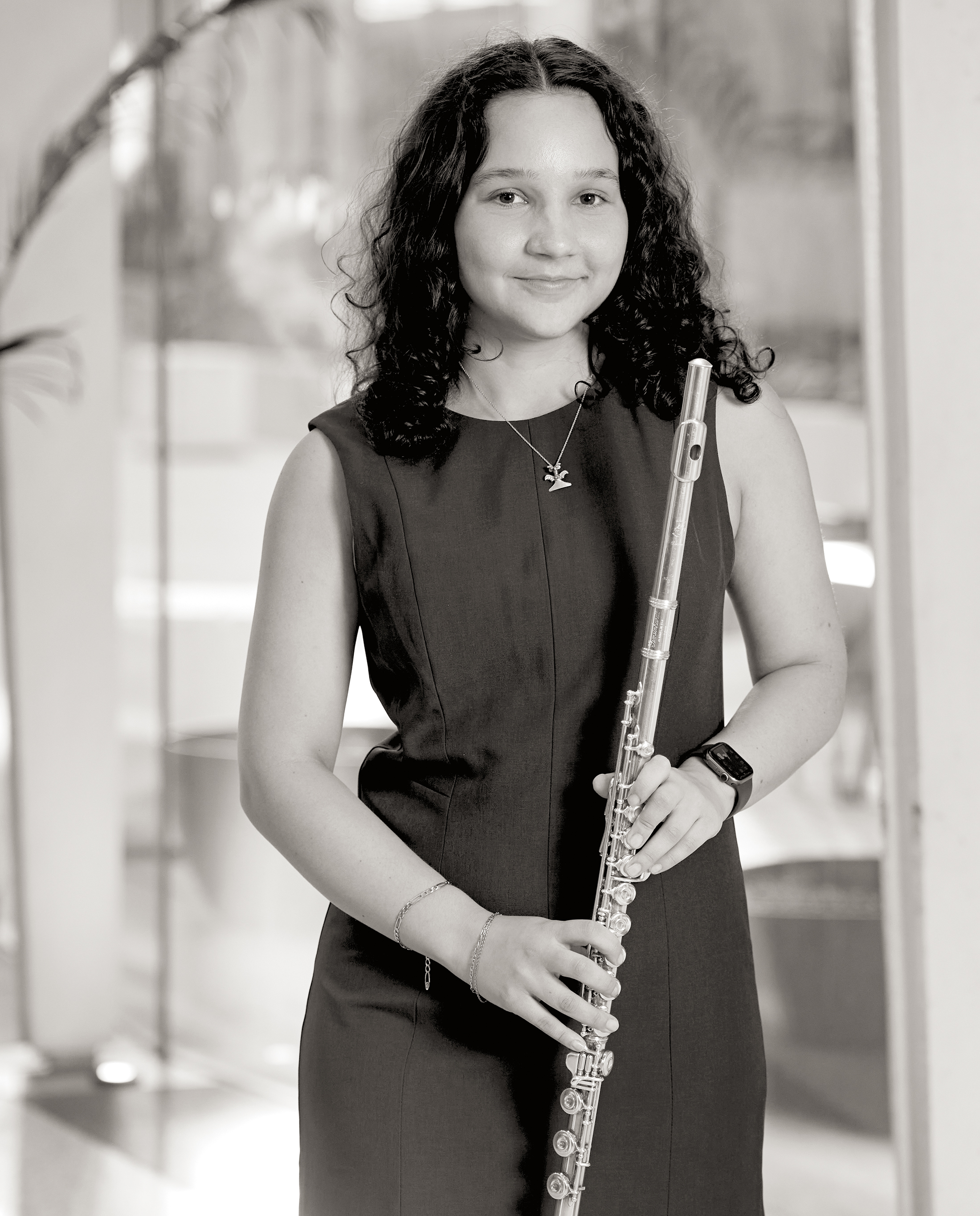 Woman posing with flute