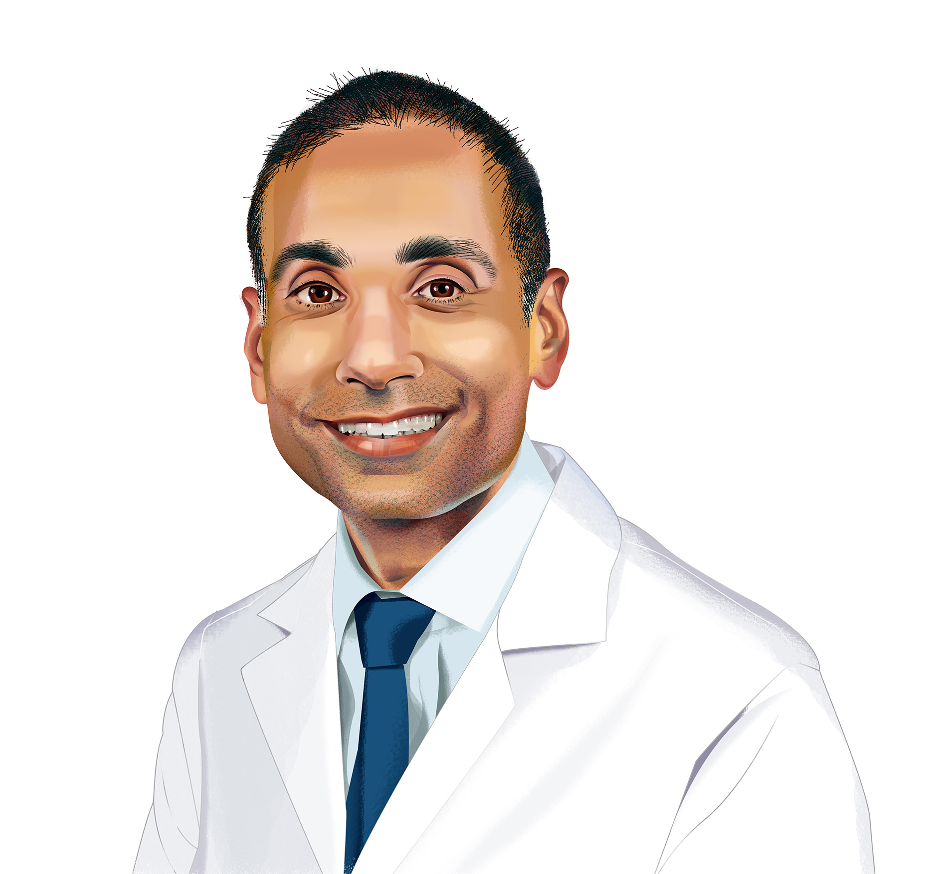 Illustrated portrait of Dr. Ravi Sharaf