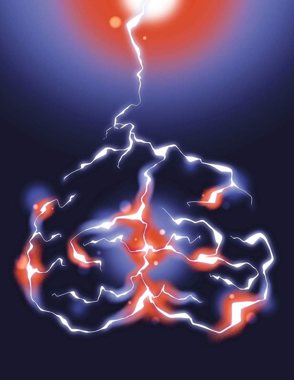 Lightning bolt lighting up the brain.