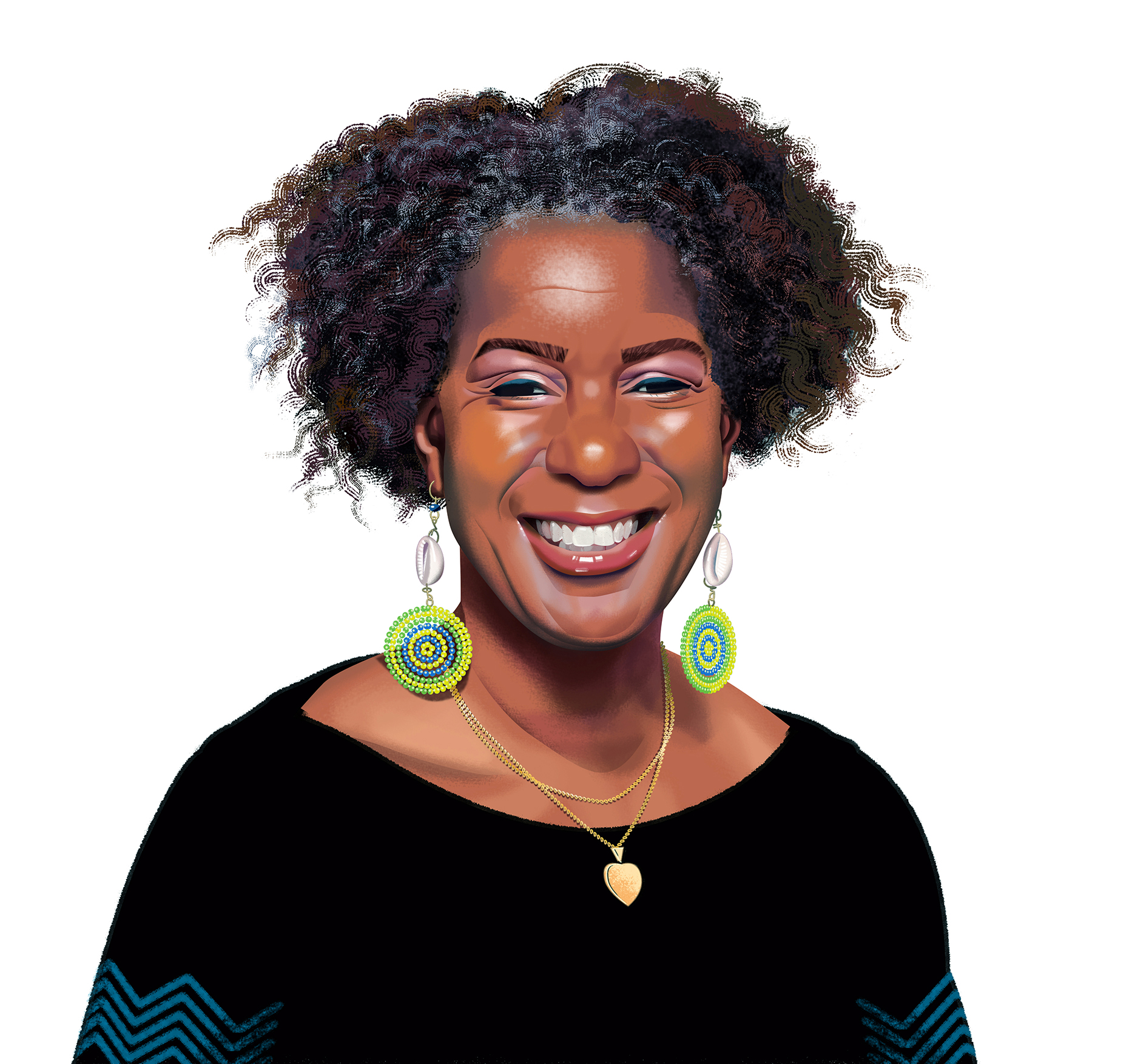 Illustrated portrait of Dr. Erica Phillips, M.S. ’03