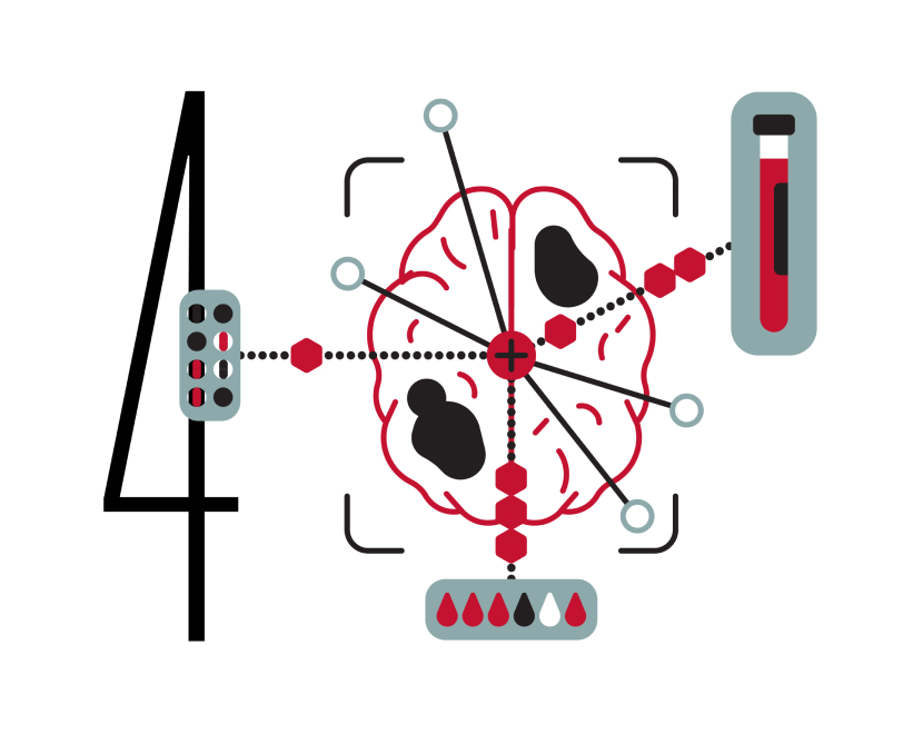 Illustration representing the brain, digital devices and connections