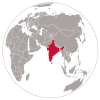 Globe with India highlighted in red