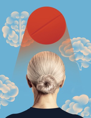 Conceptual illustration of an experimental treatment for early Alzheimer’s disease.