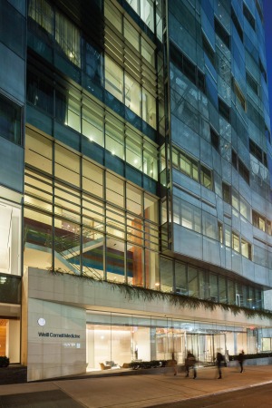 Exterior photo of the front entrance of a modern building.