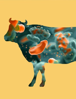 Cow overlaid with microbes